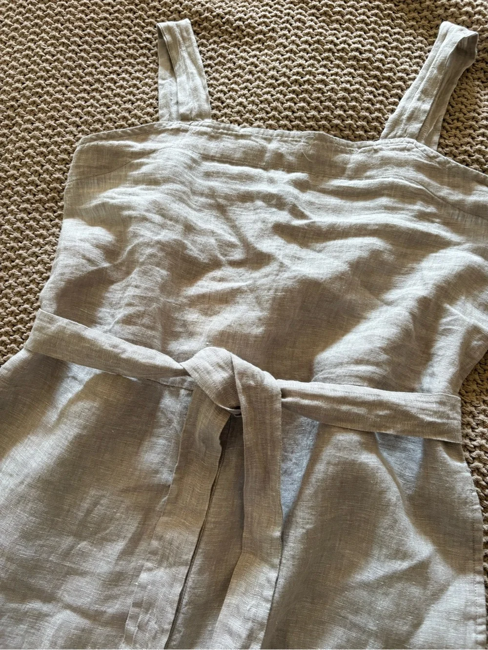 QUINCE 100% European Linen Square Neck Jumpsuit Flax NEW Size Medium